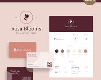 Elegant Pink Brand Kit: DIY Logo Templates für Floristen (Canva)