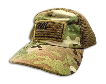 Mesh back Hat Camo Military Hat Multicam Hat Adjustable Snapback Cap American-Made Military Mens Hat Headwear Anniversary Gift Best Man Gift