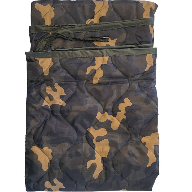 US Military Woodland Camo Poncho Liner Sleeping Bag Bubbie Woobie Blanket Camouflage Pattern with Tie Down Straps Adult & Kids Camping Gear image 9