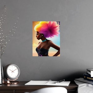 Poster Art Black Woman Colorful Natural Hair Print Beautiful African American Art Mothers Day Gift Daughter Birthday Gift Wife Anniversary image 8