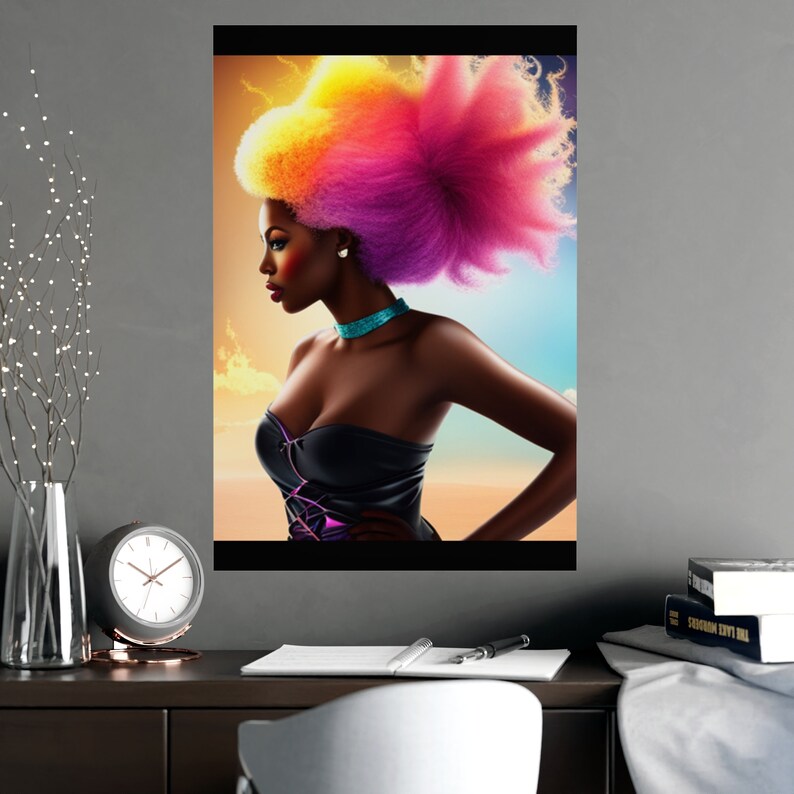 Poster Art Black Woman Colorful Natural Hair Print Beautiful African American Art Mothers Day Gift Daughter Birthday Gift Wife Anniversary image 7