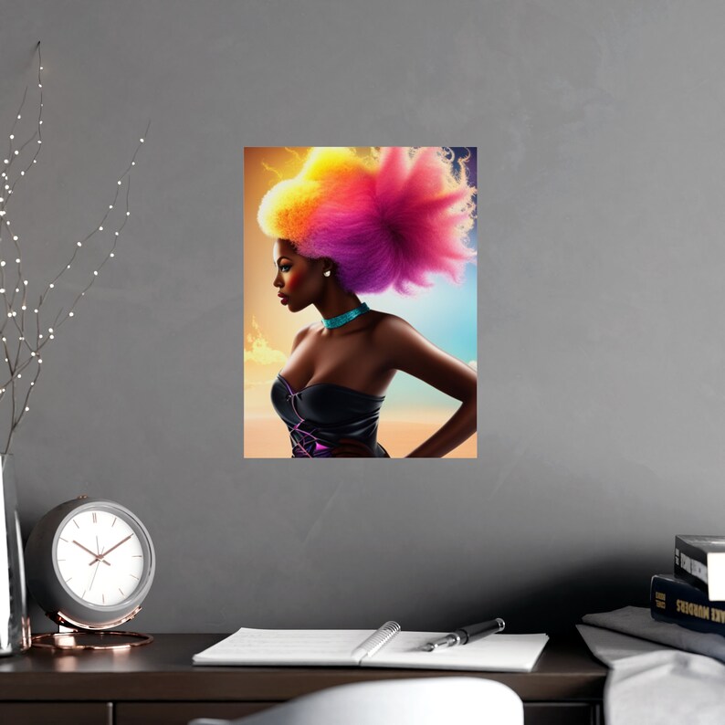Poster Art Black Woman Colorful Natural Hair Print Beautiful African American Art Mothers Day Gift Daughter Birthday Gift Wife Anniversary image 9