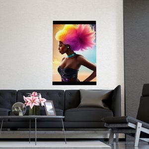 Poster Art Black Woman Colorful Natural Hair Print Beautiful African American Art Mothers Day Gift Daughter Birthday Gift Wife Anniversary image 2