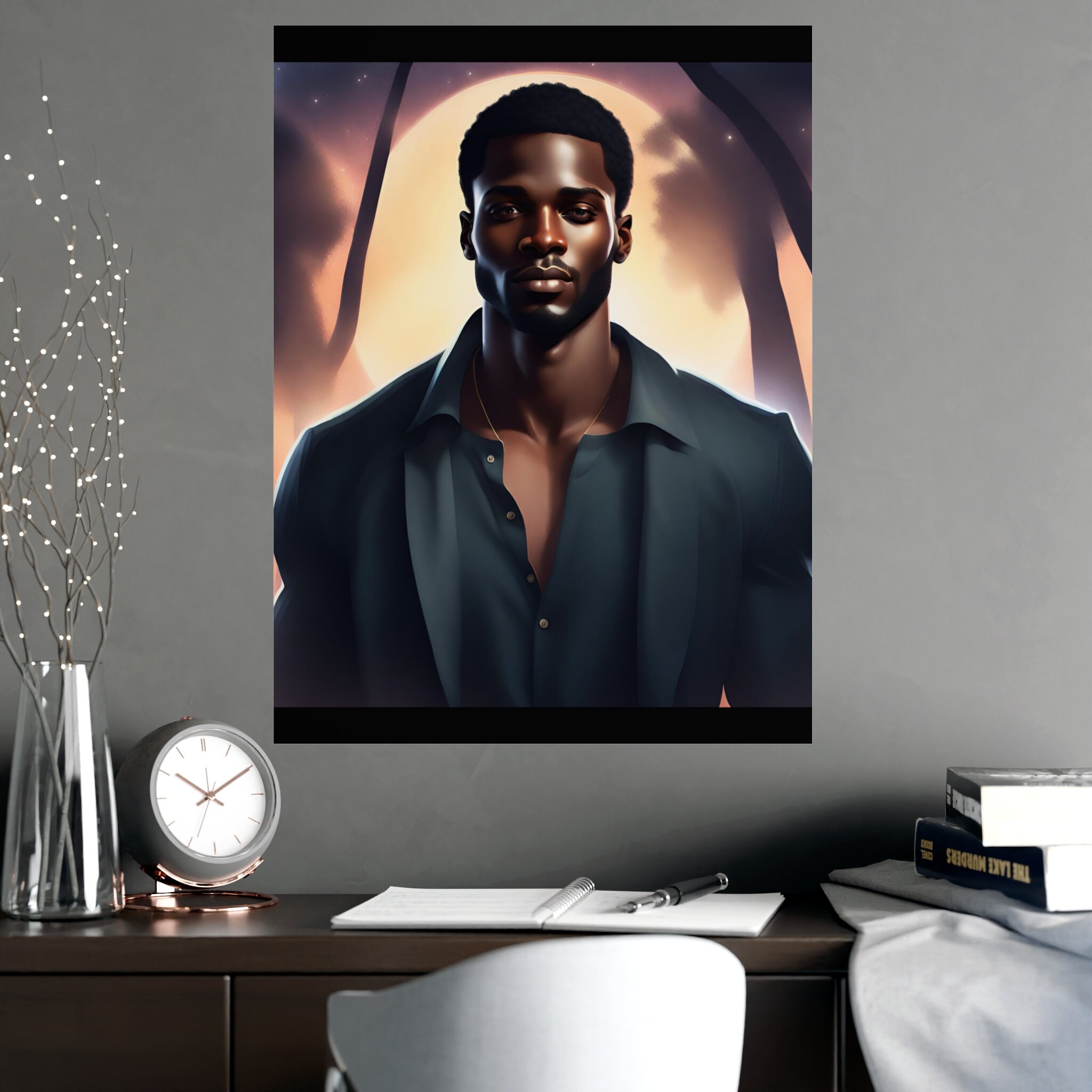 Handsome Black Man Poster Print Gift African American Wall Decor Sexy ...