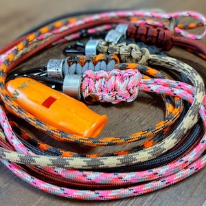 Whistle Lanyard Made of Paracord Homemade Orange Camo