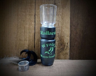 Custom duck call "The Mallardo". Made from acrylic like material! Black and green coloring. Wyatts Watefowl CO