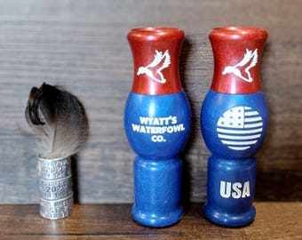 Custom Duck Call | Mallard Hen | USA Themed Red, White and Blue