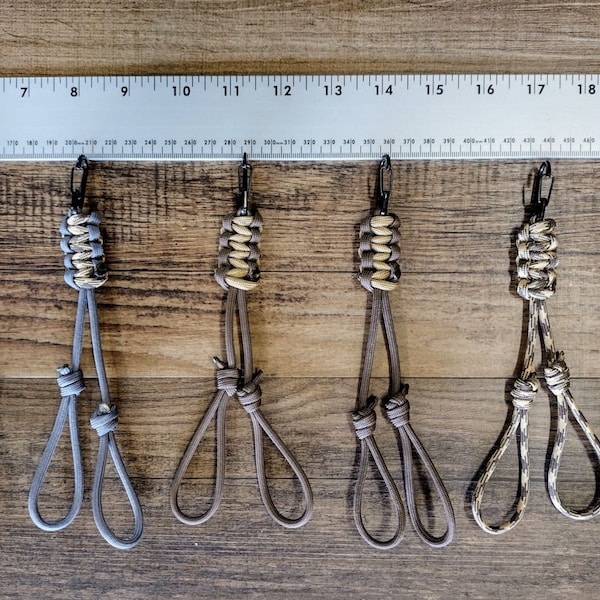 Duck & Game Call quick connect lanyard drops with carabiners. For use on zippers or Sitka style coats.