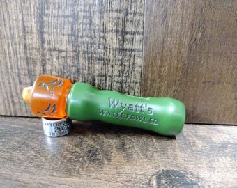 Custom waterfowl duck call whistle. Made from acrylic like material! Green and Orange. Wyatts Watefowl CO