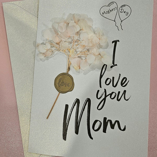 Real dried flower Card for Mother's Day