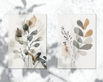 Abstract Boho Botanical, Printable Wall Art (Set of 2)