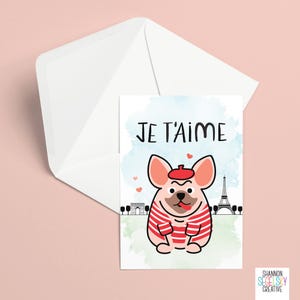 Je t'aime - Französische Bulldogge Grußkarte