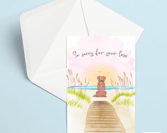 Pet Loss Sympathy Card - Watercolor Illustration - Dog Memorial
