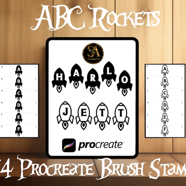 Procreate brush set - Procreate brush bundle - Procreate Children Alphabet Rockets stamps - Procreate brush stamp - Procreate ABC - Alphabet