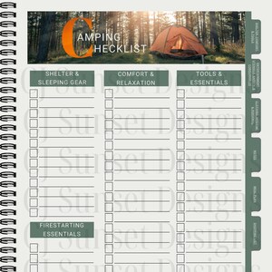 Camping Checklist & Meal Planner | Aesthetic Printable | Packing List | Outdoors Trip Planner | Digital Checklist | Travel Organizer