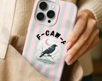 Krähe Iphone Hülle, Halbmond Hülle, Pastel Goth Raven, Cozy Gothic Art