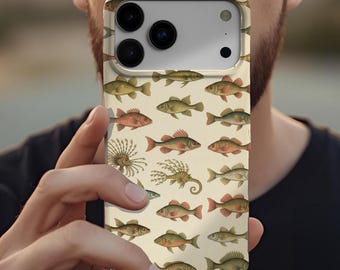 Vintage Fisch Tough Handyhülle, Muster Naturgeschichte Kunst Küstendesign iPhone