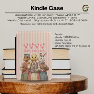 Funda Kindle del Club de Lectura de Animales Vintage / Diseño de lectura con pato, conejo y pollito