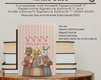 Vintage Animal Book Club Kindle Hülle | Enten-Kaninchen-Küken, das Design liest
