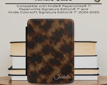 Personalisierte Schildpatt Kindle Paperwhite Hülle, personalisierte Initialen Leder Ereader Hülle
