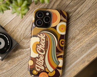 Capa estilosa para iPhone 17, estilo retrô anos 70, marrom, com MagSafe® e resistente.