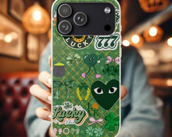 St Patrick's Day biologisch abbaubare Hülle, Lucky Green Collage Handyhülle