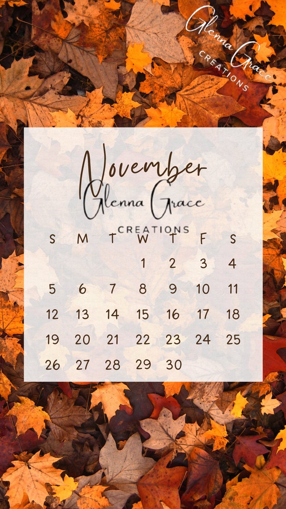 November Calendar Phone Wallpaper - Etsy