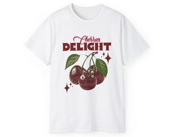 Cherry T-Shirt, Vintage Style, Cute Cherry Tee, Unisex Cotton Shirt, Retro Graphic Tee