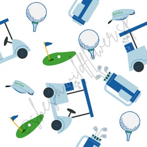 Golf in blue Seamless Pattern, Seamless Pattern for Fabric Sublimation, Seamless File