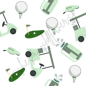 Golf in green Seamless Pattern, Seamless Pattern for Fabric Sublimation, Seamless File