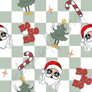 Green checkered groovy Christmas Seamless Pattern, Seamless Pattern for Fabric Sublimation, Seamless File, Christmas seamless pattern
