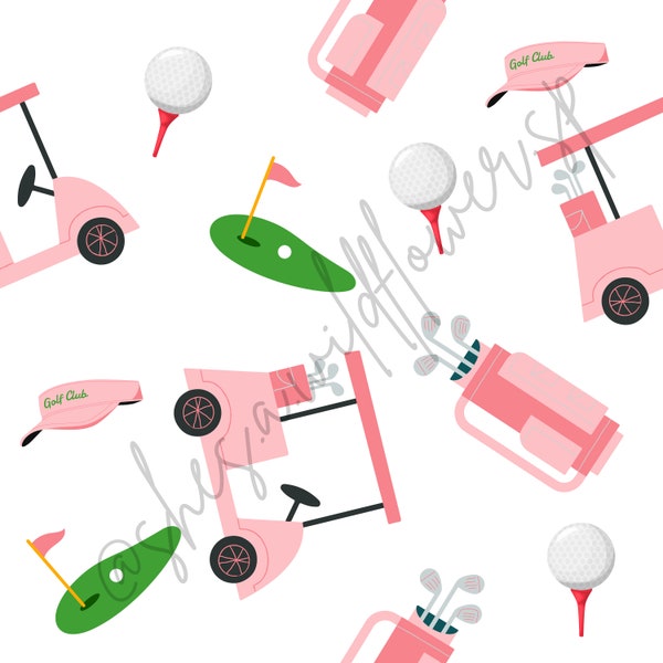 Golf in pink Seamless Pattern, Seamless Pattern for Fabric Sublimation, Seamless File