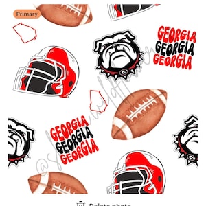 Georgia Bulldogs Football Seamless Pattern, Seamless Pattern for Fabric Sublimation, Seamless File, University of Georgia