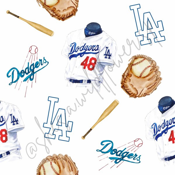 LA Dodgers Baseball Seamless Pattern, Seamless Pattern for Fabric Sublimation, Seamless File