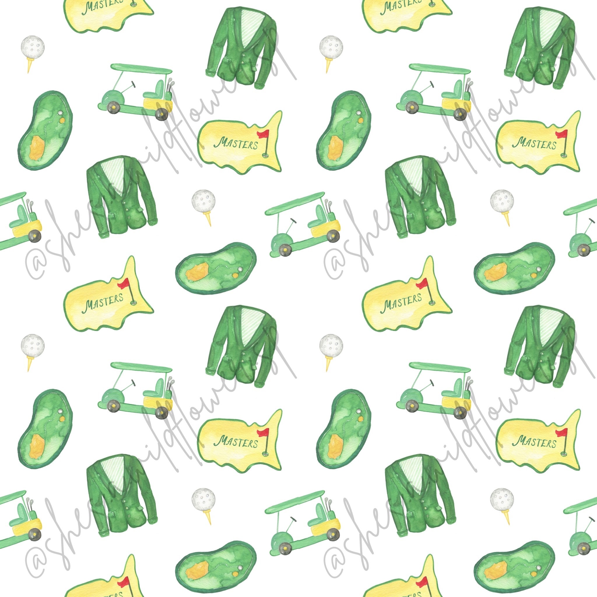 Masters Golf Seamless Pattern, Seamless Pattern for Fabric Sublimation ...