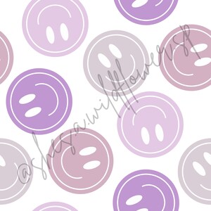 Purple Smiley Seamless Pattern, Seamless Pattern for Fabric Sublimation, Seamless File