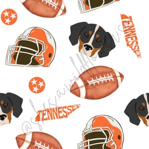 Tennessee Football Seamless Pattern, Seamless Pattern for Fabric Sublimation, Seamless File, University of Tennessee, football, orange
