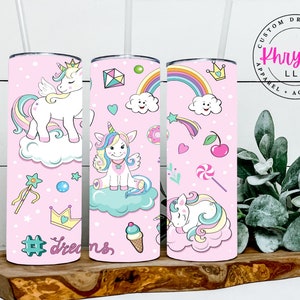 Unicorn Tumbler, 20oz Skinny Tumbler, 20oz Tumbler with Straw, Unicorn Tumbler 20oz, Personalized Tumbler, Personalized Unicorn Tumbler