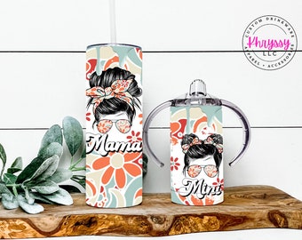 Mama & Mini Retro Stainless Steel Tumbler Set with Straws
