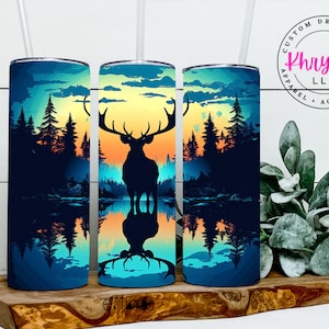 Silent Majesty Elk Shadow Tumbler - Embrace the Wilderness, Tumbler for Hunters, 20oz Tumbler, Personalized Tumbler, Tumbler with Straw