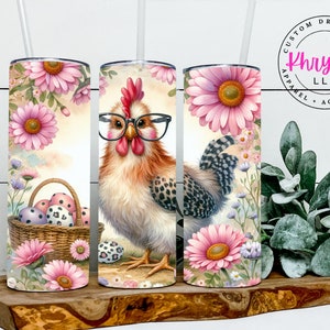 Easter Chicken Delight Tumbler – 20oz Tumbler mit Strohhalm – Chicken Lover Tumbler