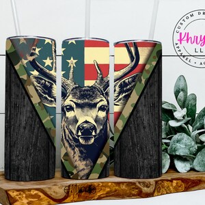 Deer Hunting 20oz Tumbler with Straw - Tumbler for Outdoor Enthusiasts - 20oz Tumbler - Tumbler with Straw - Gifts for Guys