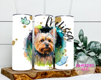 Custom Yorkie Tumbler - Personalized Yorkshire Terrier Drinkware - Dog Lover Gift