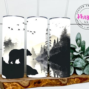 Wilderness Warrior Black Bear Hunter Tumbler - Tumbler with Straw - 20oz Tumbler - Personalization Tumbler - Tumbler for Hunters