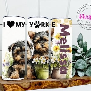 I Love My Yorkie Custom Tumbler - Personalized Yorkshire Terrier Drinkware - Dog Lover Gift