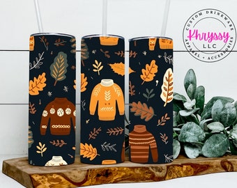 Cozy Comfort 20oz Sweater Weather Tumbler with Straw - 20oz Tumbler - Tumbler with Straw - Fall Drinkware