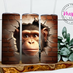 Wild Encounter Monkey 20oz Tumbler - Playful and Innovative 3D Monkey Tumbler- 20oz Tumbler- Tumbler with Straw- Gift Ideas for Animal Lover