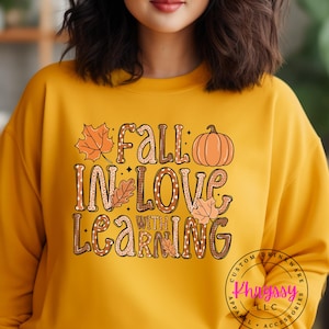 Perfect herfstcadeau - leraar herfstshirt - verliefd op leren leraar shirt - herfst leraar shirt