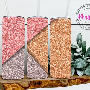Faux Glitter Tumbler: Personalized 20oz Stainless Steel Tumbler with Straw