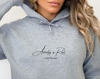 Sudadera con capucha de ansiedad, camisa de ansiedad divertida, mi ansiedad es una camisa crónica, la ansiedad es una sudadera con capucha real, camisa divertida, camisa de salud mental, camisa de sarcasmo